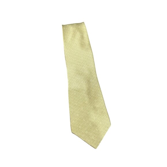 Bill Blass Black Label Gold Silk Tie With Geometric Pattern - Picture 1 of 9